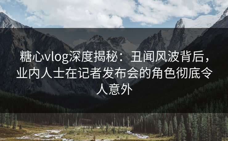 糖心vlog深度揭秘：丑闻风波背后，业内人士在记者发布会的角色彻底令人意外