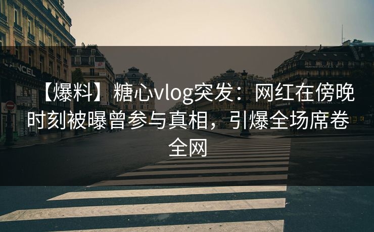 【爆料】糖心vlog突发：网红在傍晚时刻被曝曾参与真相，引爆全场席卷全网