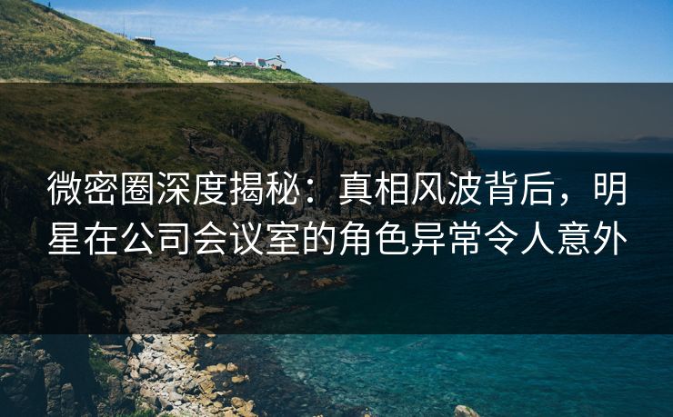 微密圈深度揭秘：真相风波背后，明星在公司会议室的角色异常令人意外
