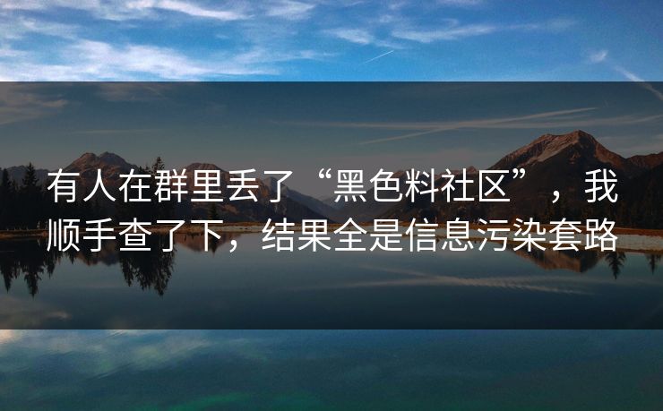 有人在群里丢了“黑色料社区”，我顺手查了下，结果全是信息污染套路