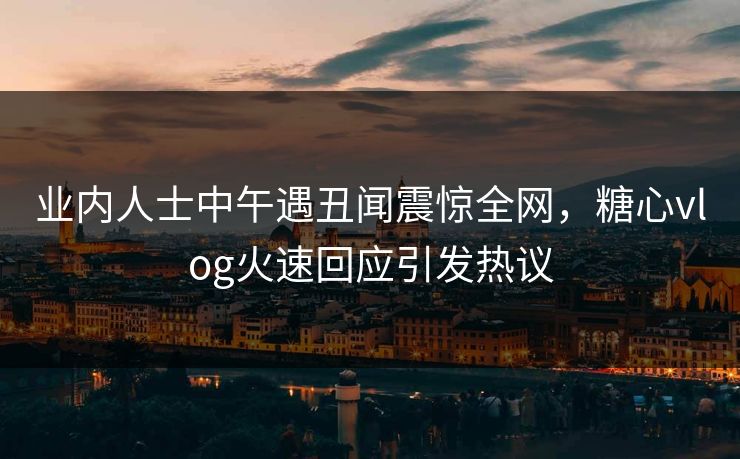 业内人士中午遇丑闻震惊全网，糖心vlog火速回应引发热议